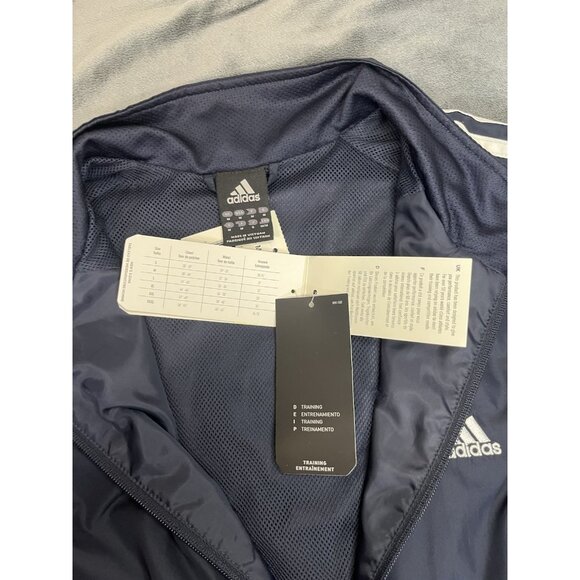 Adidas Jacket Mens Medium Blue Track Full Zip High Neck Active Athletic Logo - Picture 7 of 15